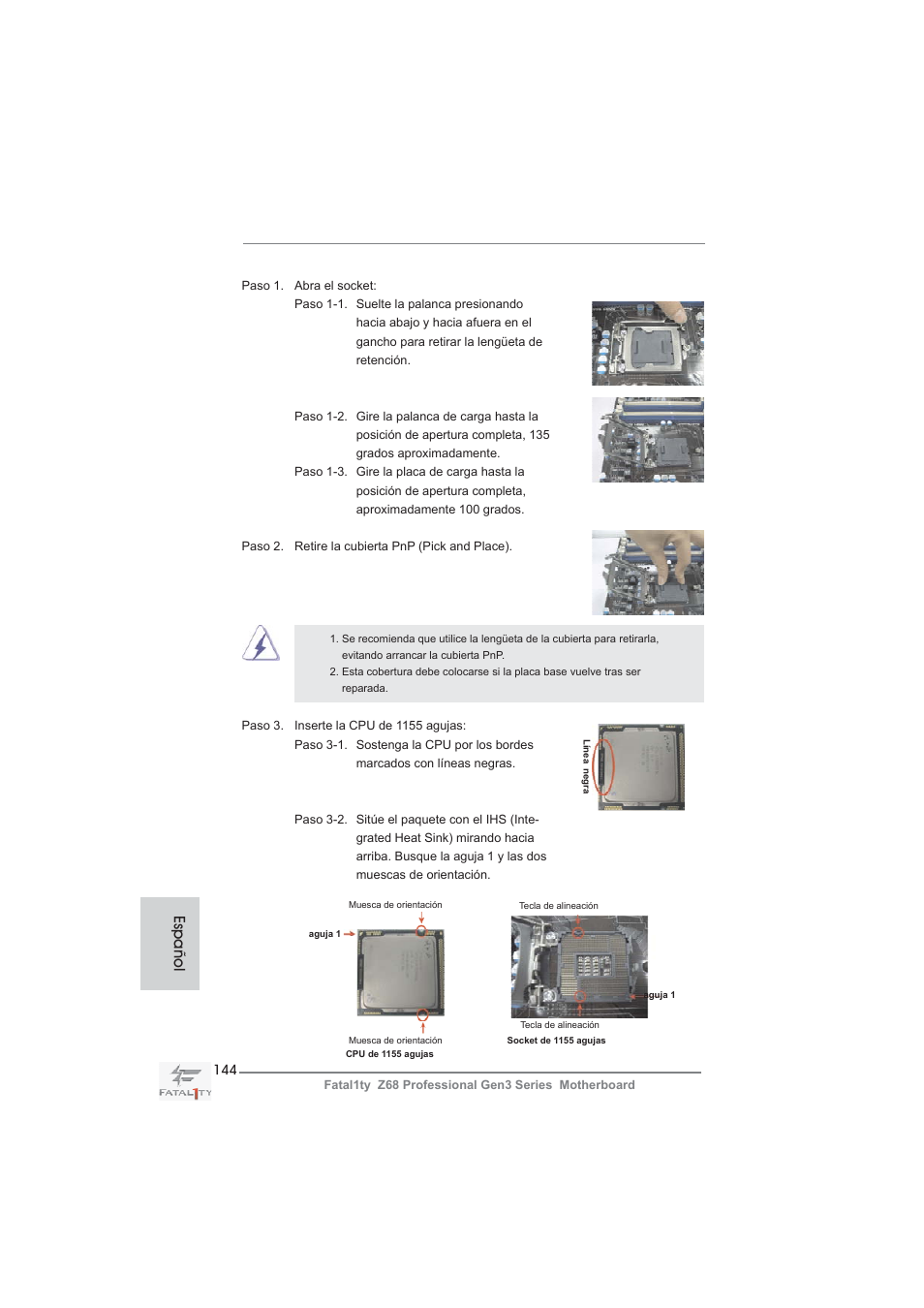 Español | ASRock Fatal1ty Z68 Professional Gen3 User Manual | Page 144 / 317