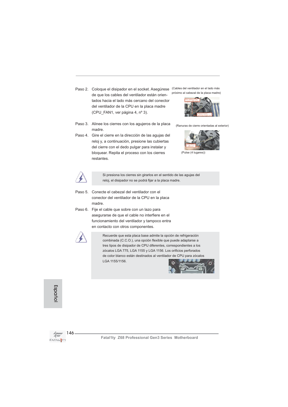 Español | ASRock Fatal1ty Z68 Professional Gen3 User Manual | Page 146 / 317
