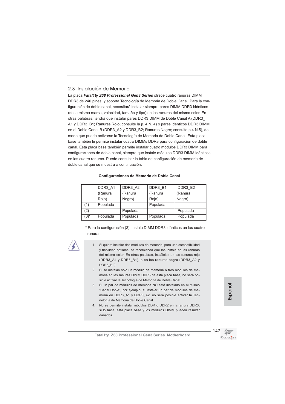 Español | ASRock Fatal1ty Z68 Professional Gen3 User Manual | Page 147 / 317