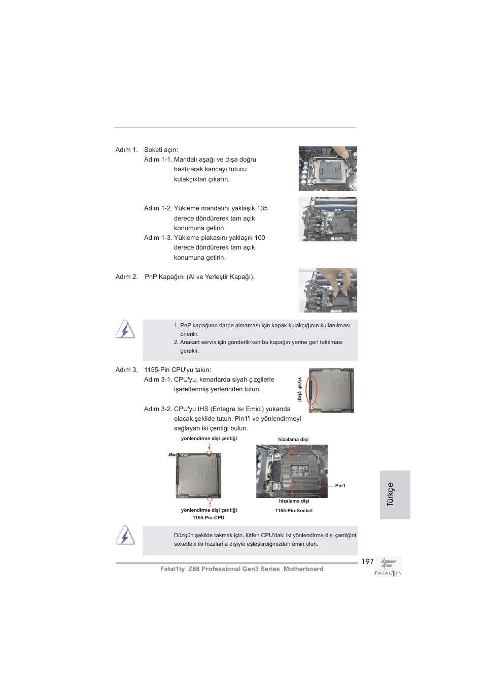 Türkçe | ASRock Fatal1ty Z68 Professional Gen3 User Manual | Page 197 / 317