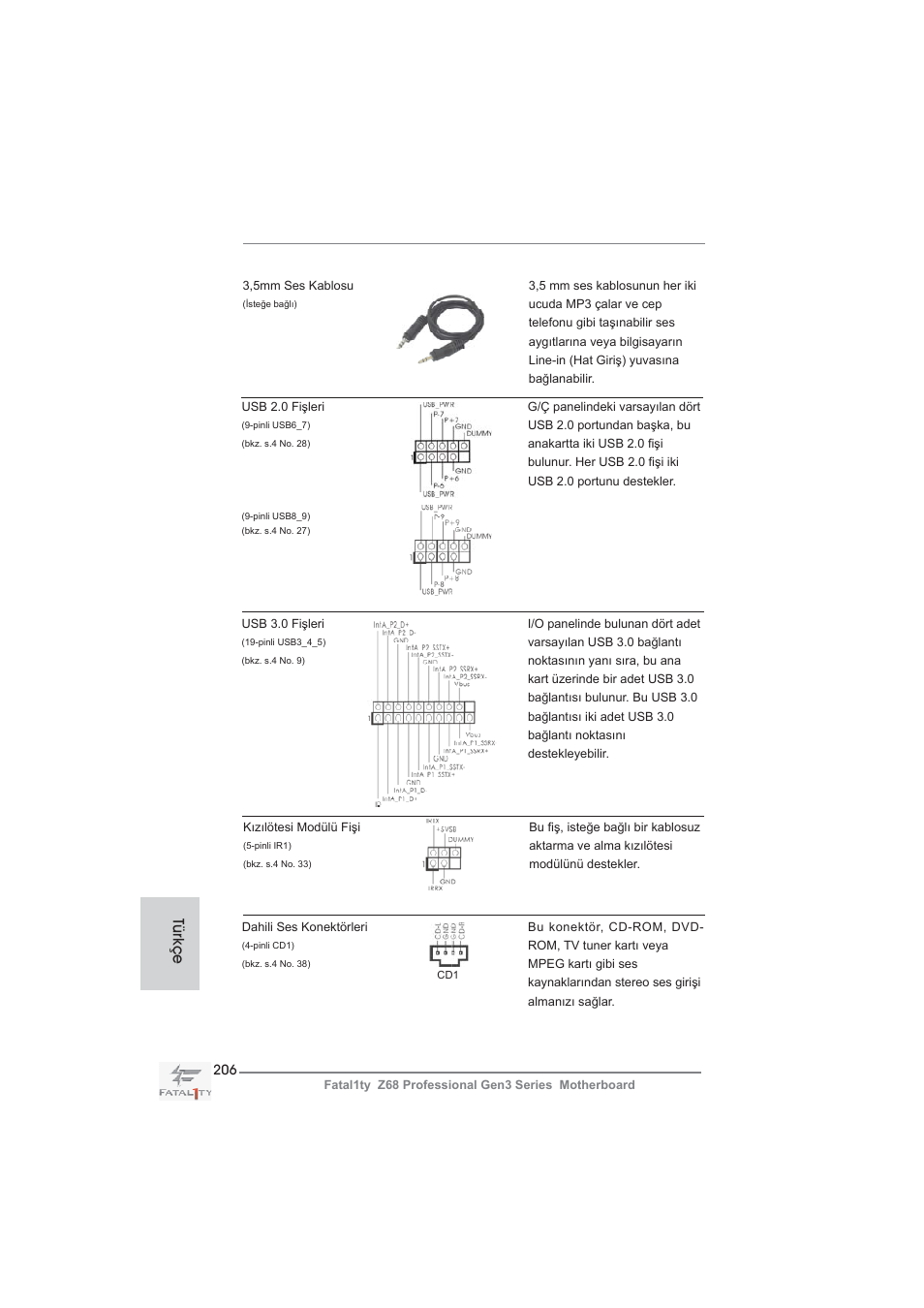 Türkçe | ASRock Fatal1ty Z68 Professional Gen3 User Manual | Page 206 / 317