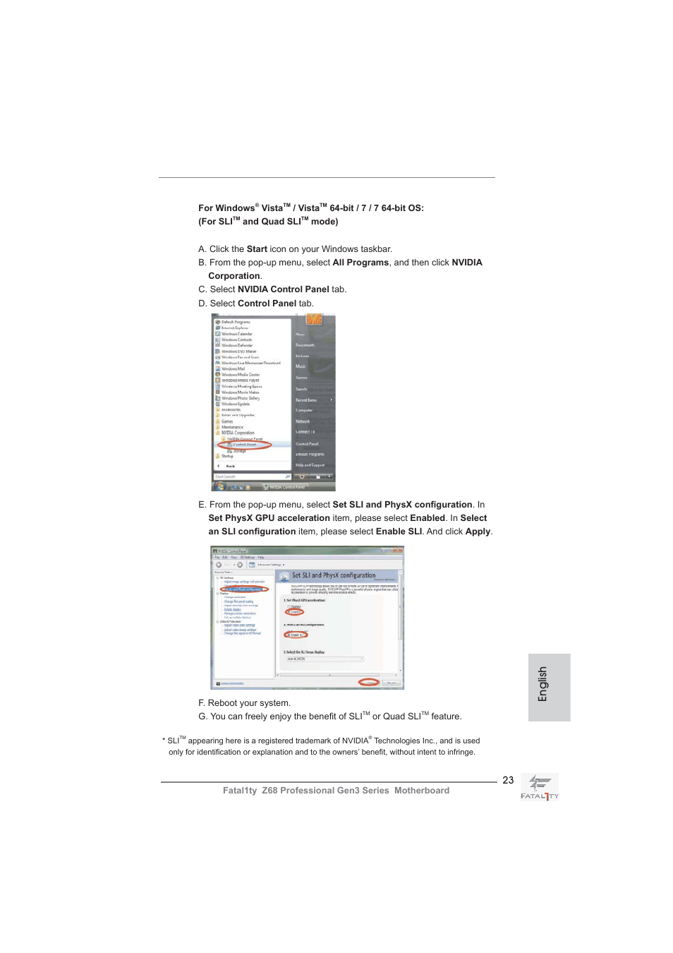 English | ASRock Fatal1ty Z68 Professional Gen3 User Manual | Page 23 / 317