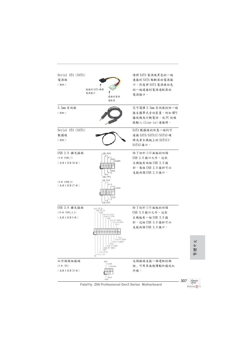 繁體中文 | ASRock Fatal1ty Z68 Professional Gen3 User Manual | Page 307 / 317