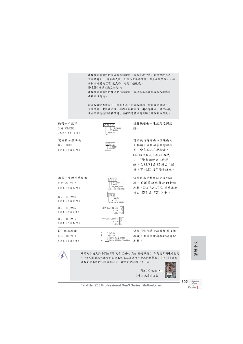 繁體中文 | ASRock Fatal1ty Z68 Professional Gen3 User Manual | Page 309 / 317