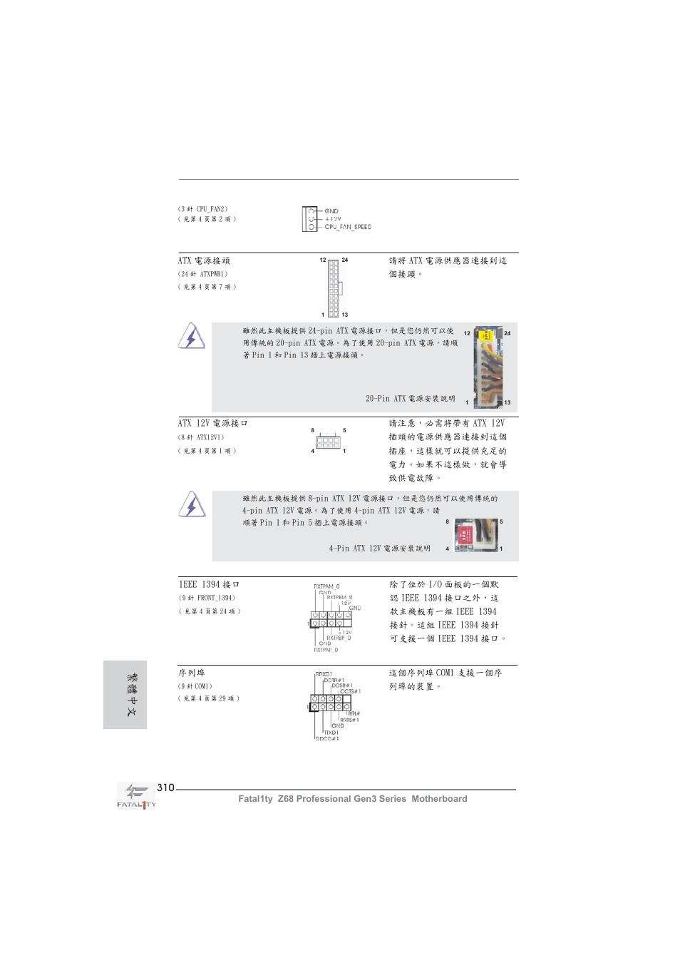 繁體中文 | ASRock Fatal1ty Z68 Professional Gen3 User Manual | Page 310 / 317