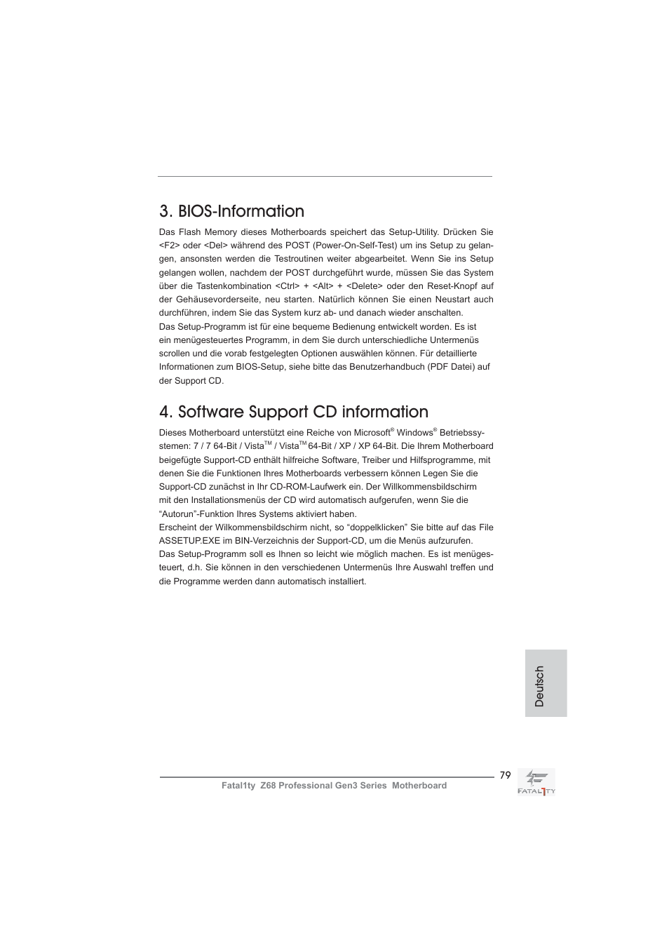 Bios-information, Software support cd information | ASRock Fatal1ty Z68 Professional Gen3 User Manual | Page 79 / 317