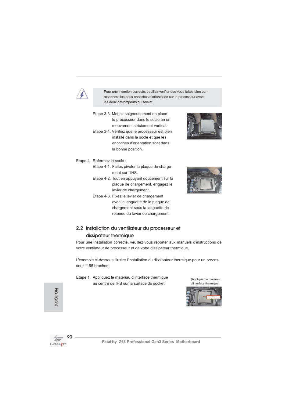 Français | ASRock Fatal1ty Z68 Professional Gen3 User Manual | Page 90 / 317