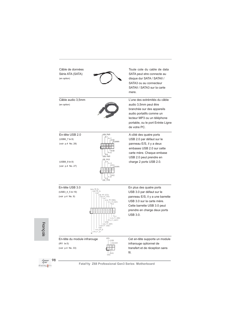 Français | ASRock Fatal1ty Z68 Professional Gen3 User Manual | Page 98 / 317