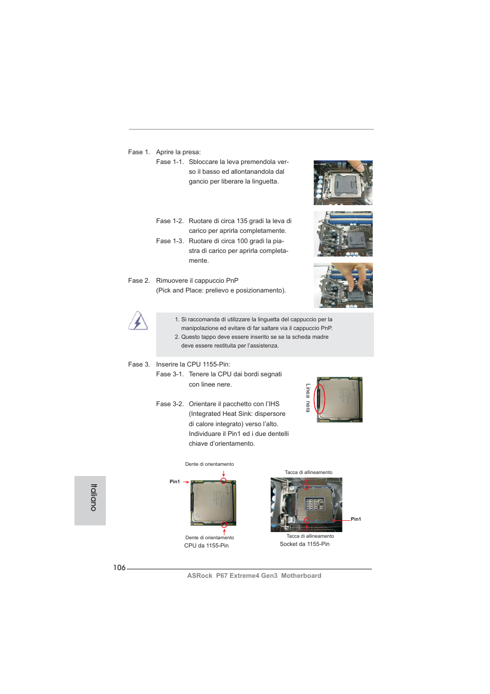 Italiano | ASRock P67 Extreme4 Gen3 User Manual | Page 106 / 304