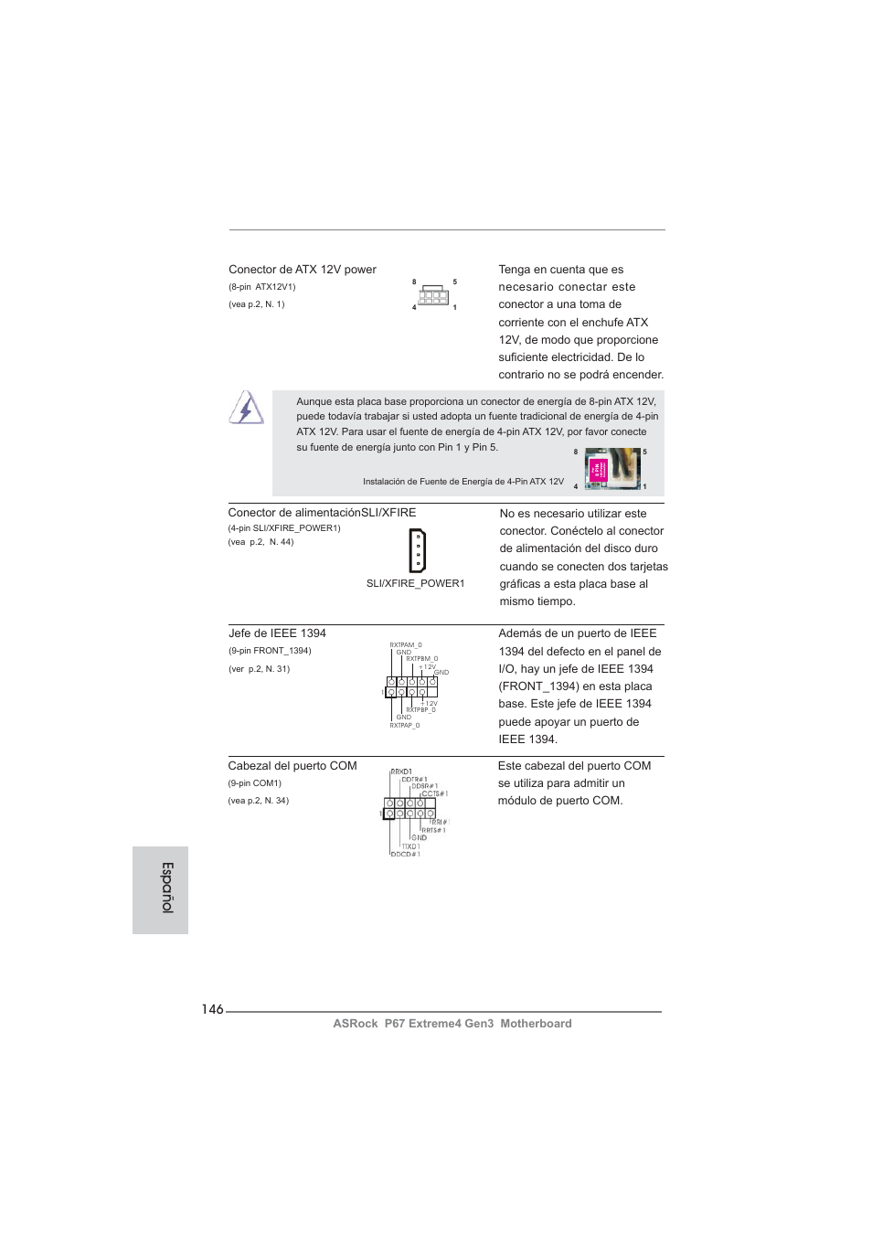 Español | ASRock P67 Extreme4 Gen3 User Manual | Page 146 / 304