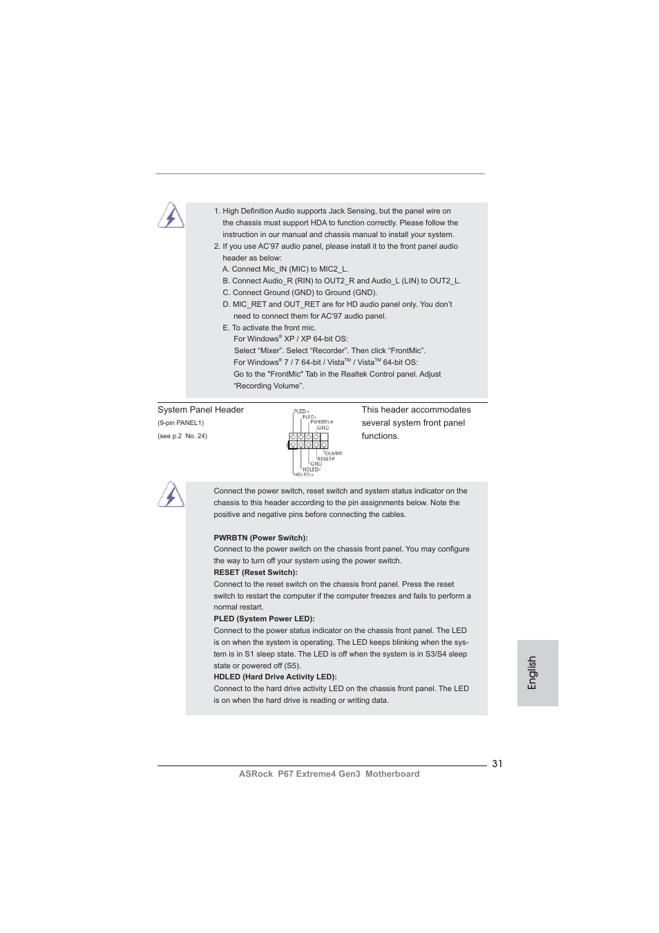 English | ASRock P67 Extreme4 Gen3 User Manual | Page 31 / 304