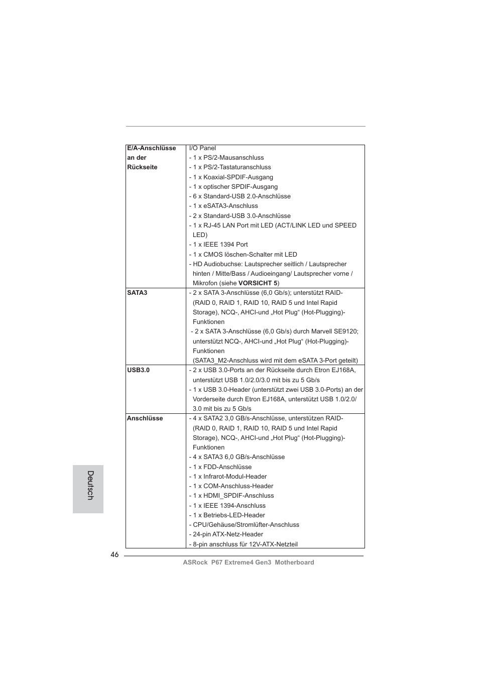 Deutsch | ASRock P67 Extreme4 Gen3 User Manual | Page 46 / 304