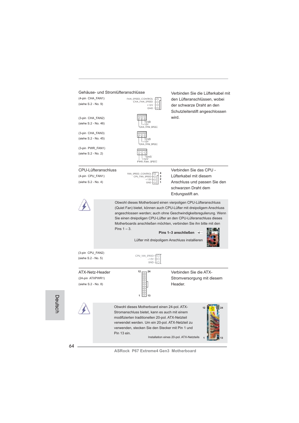 Deutsch | ASRock P67 Extreme4 Gen3 User Manual | Page 64 / 304