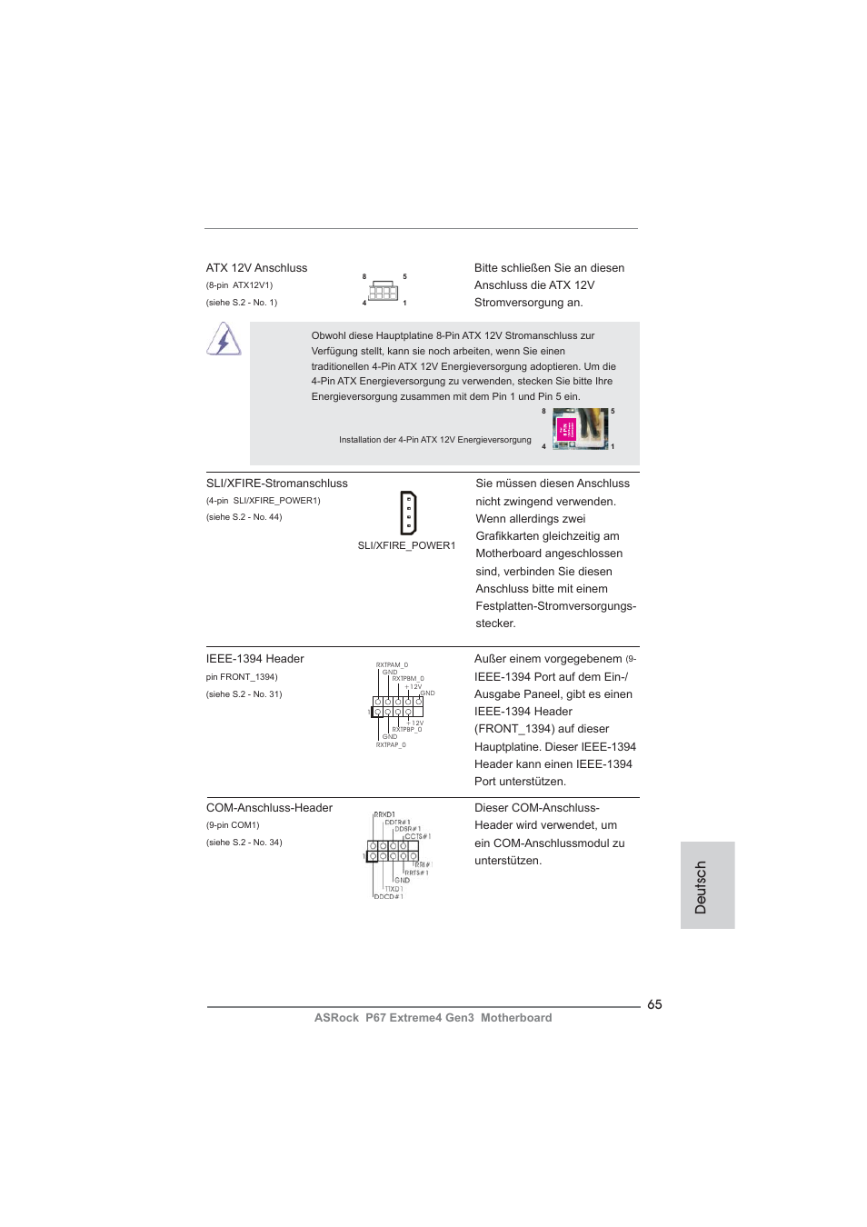 Deutsch | ASRock P67 Extreme4 Gen3 User Manual | Page 65 / 304