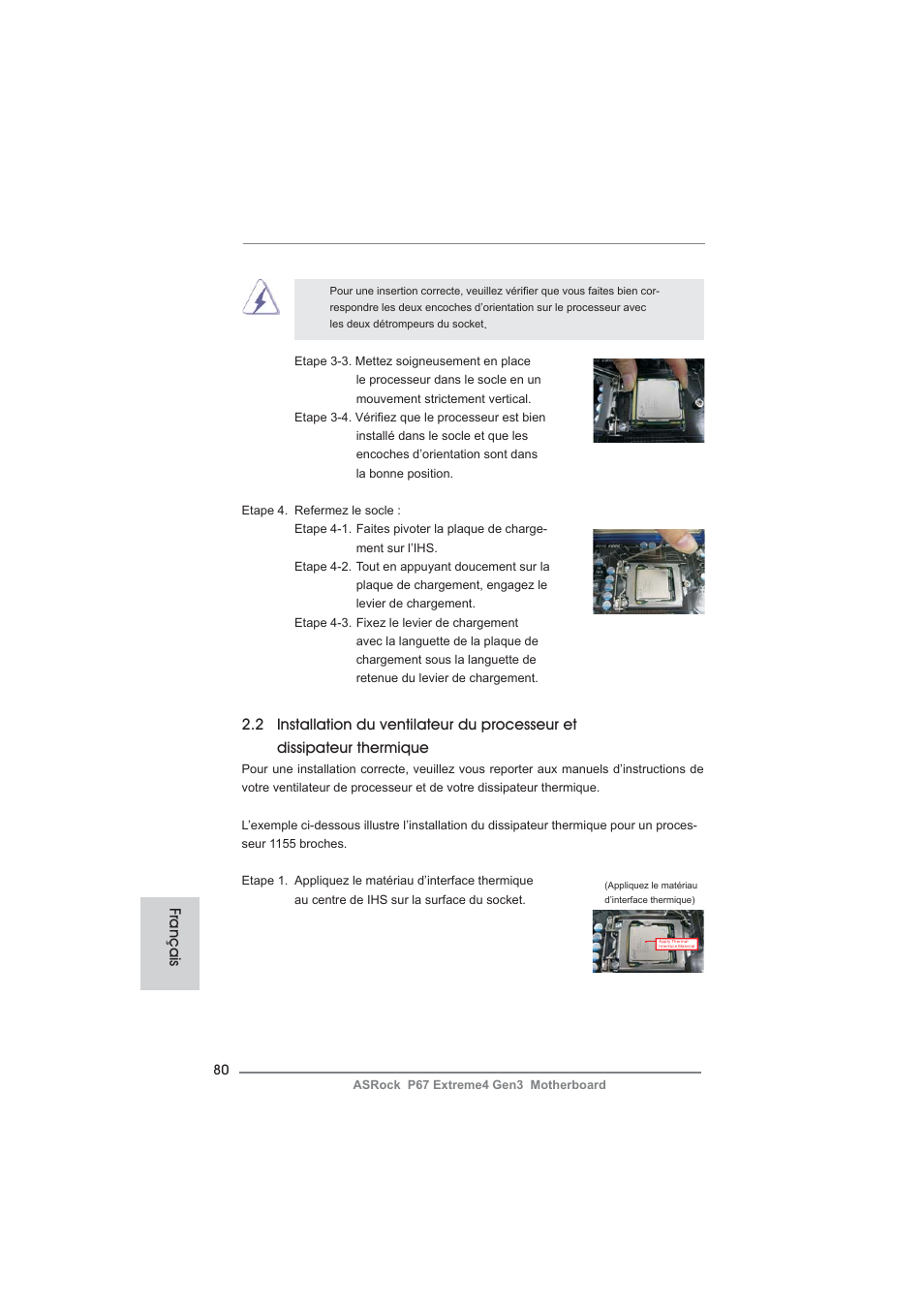 Français | ASRock P67 Extreme4 Gen3 User Manual | Page 80 / 304