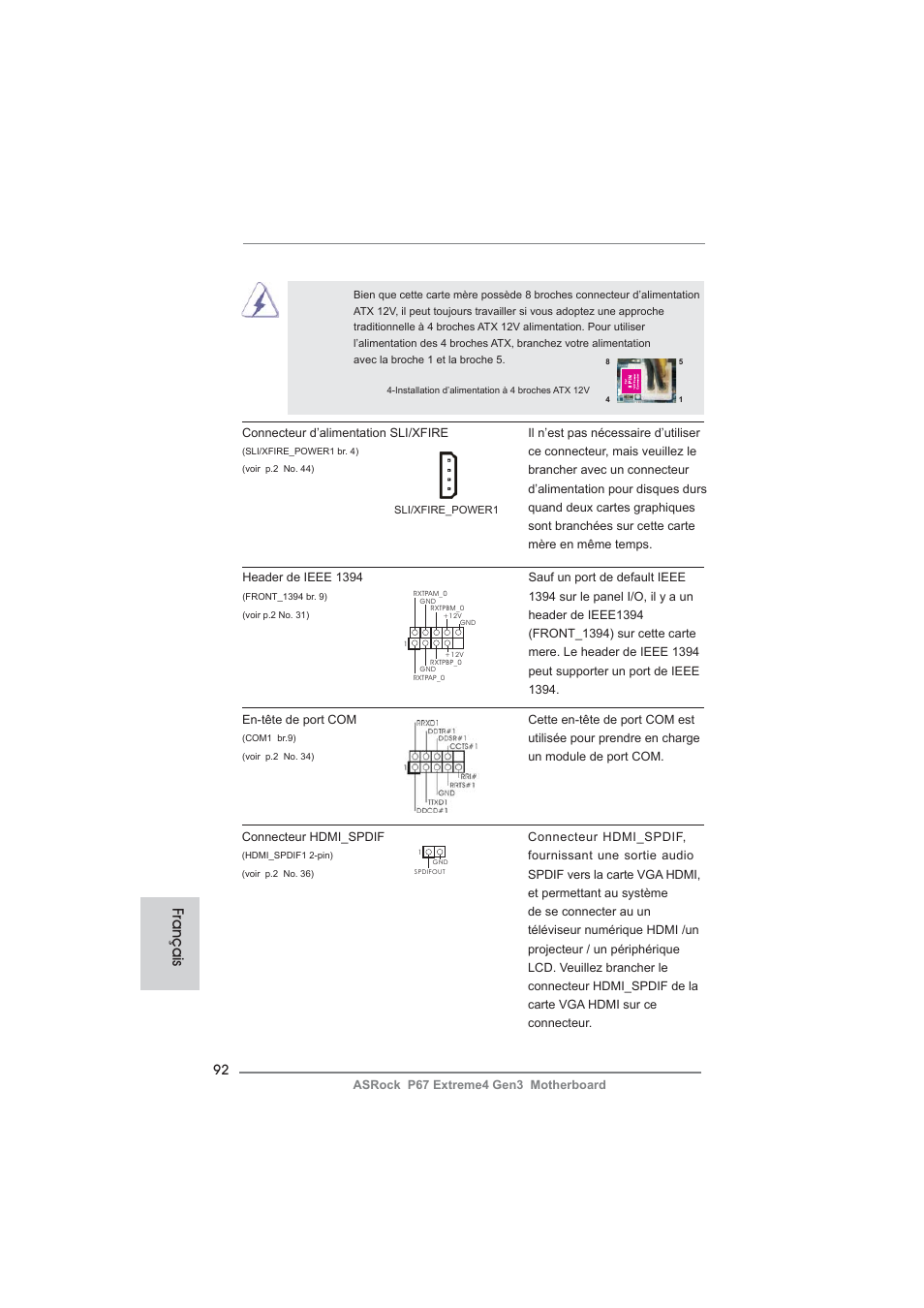 Français | ASRock P67 Extreme4 Gen3 User Manual | Page 92 / 304