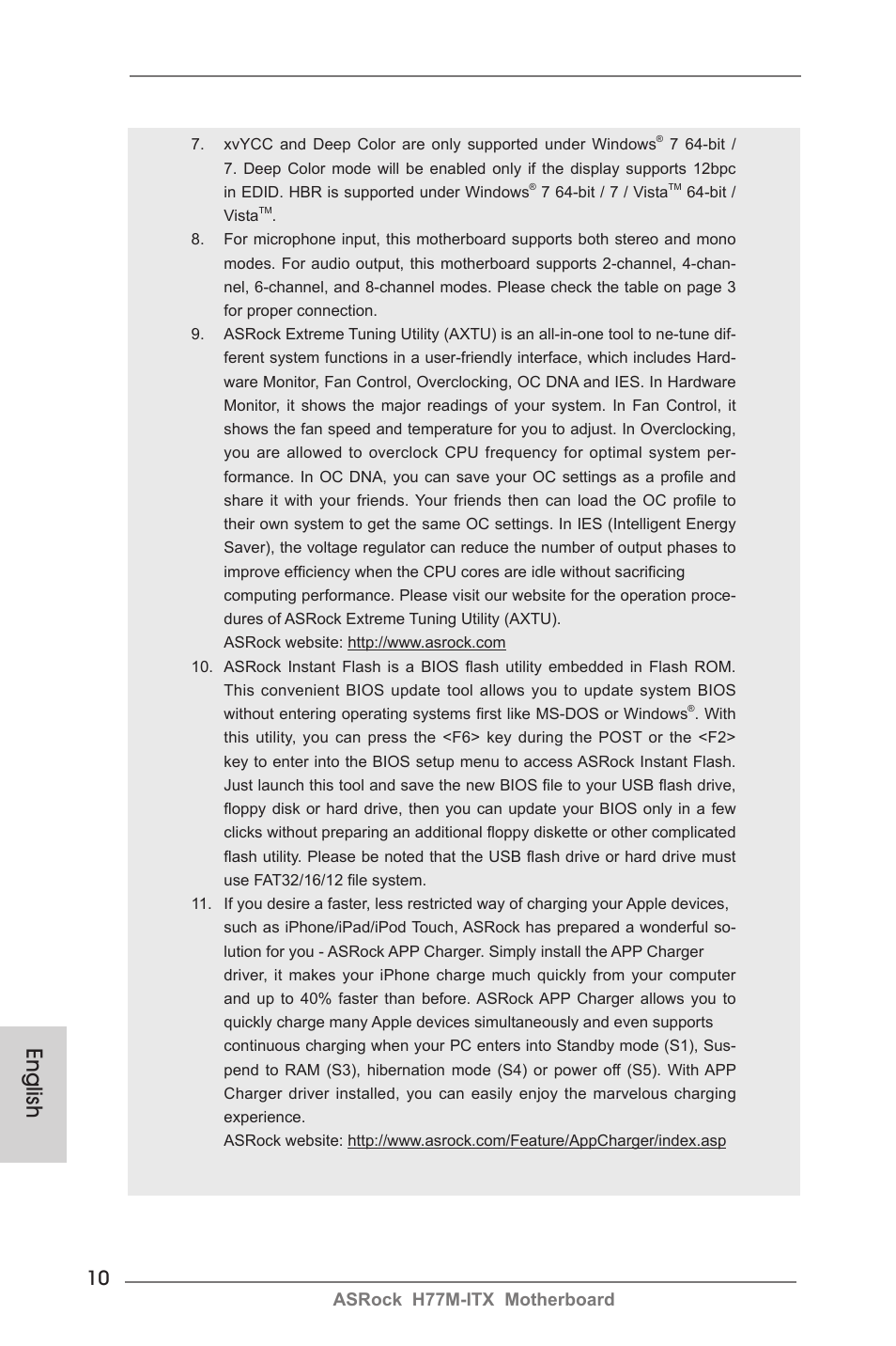English | ASRock H77M-ITX User Manual | Page 10 / 190