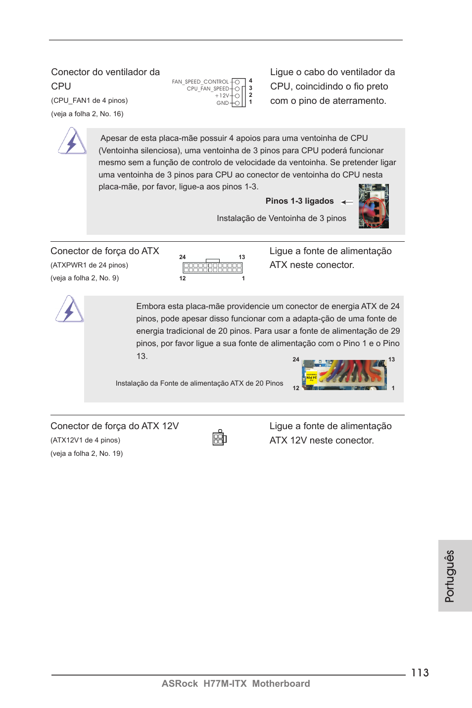 Por tuguês | ASRock H77M-ITX User Manual | Page 113 / 190