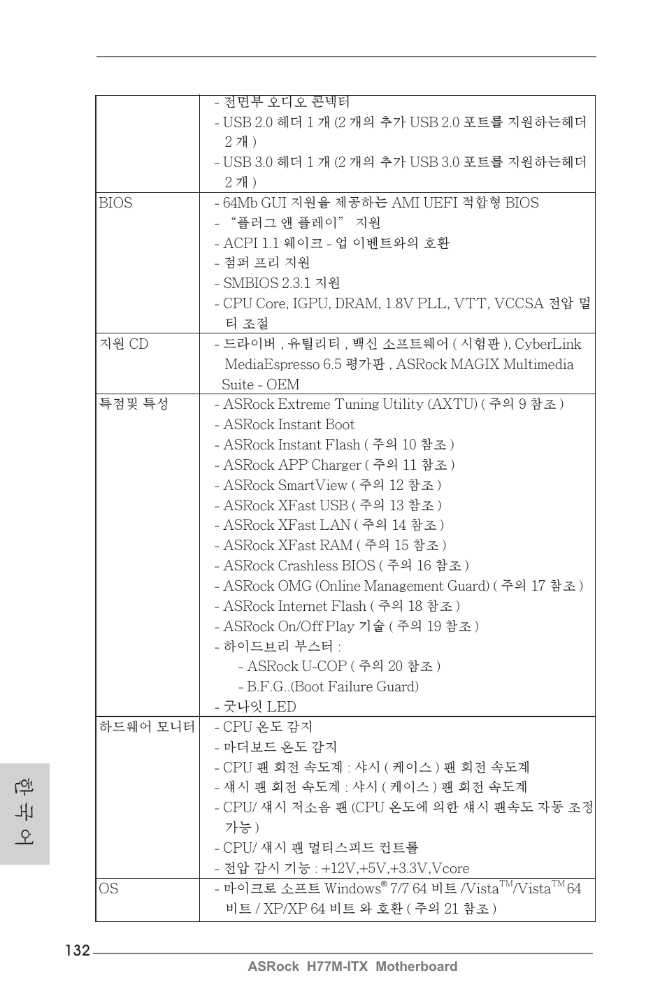 한 국 어 | ASRock H77M-ITX User Manual | Page 132 / 190