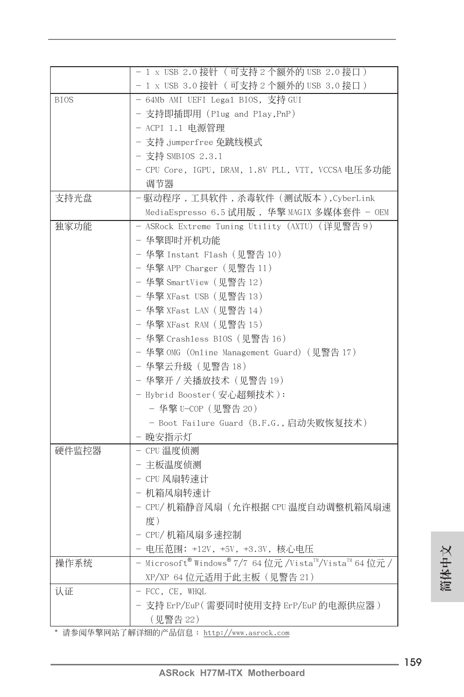 簡體中文 | ASRock H77M-ITX User Manual | Page 159 / 190