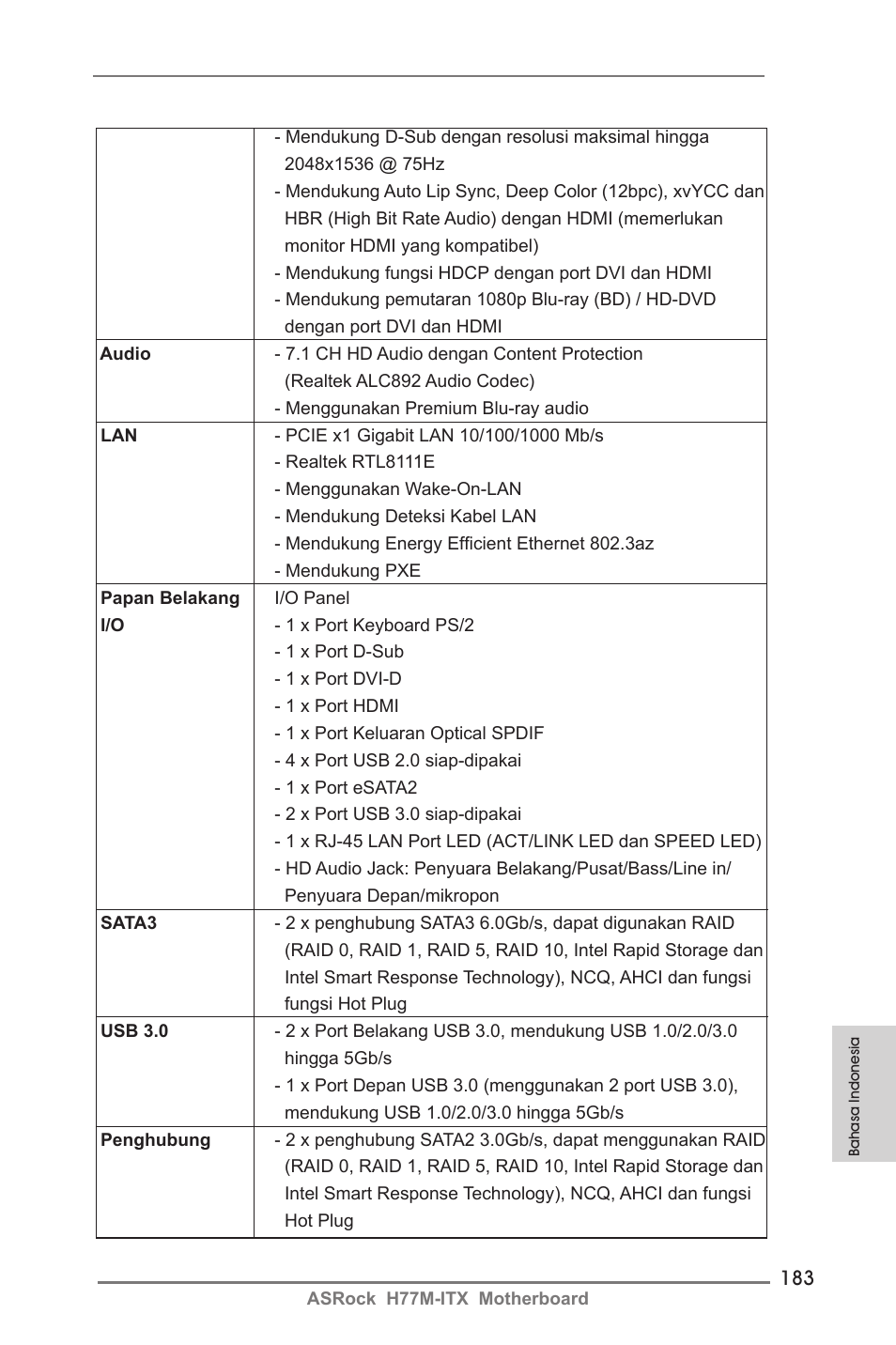 ASRock H77M-ITX User Manual | Page 183 / 190