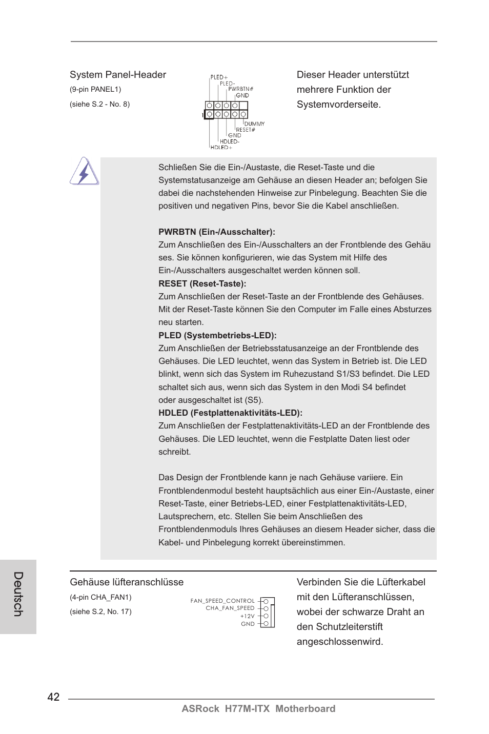 Deutsch | ASRock H77M-ITX User Manual | Page 42 / 190