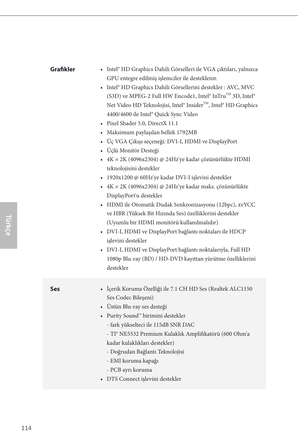 Türk çe | ASRock Z87 Extreme6 User Manual | Page 116 / 196