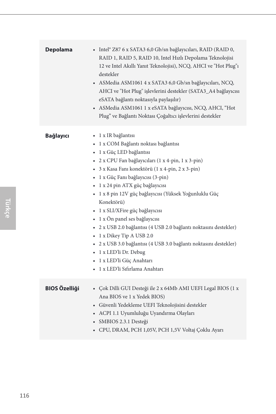 Türk çe | ASRock Z87 Extreme6 User Manual | Page 118 / 196