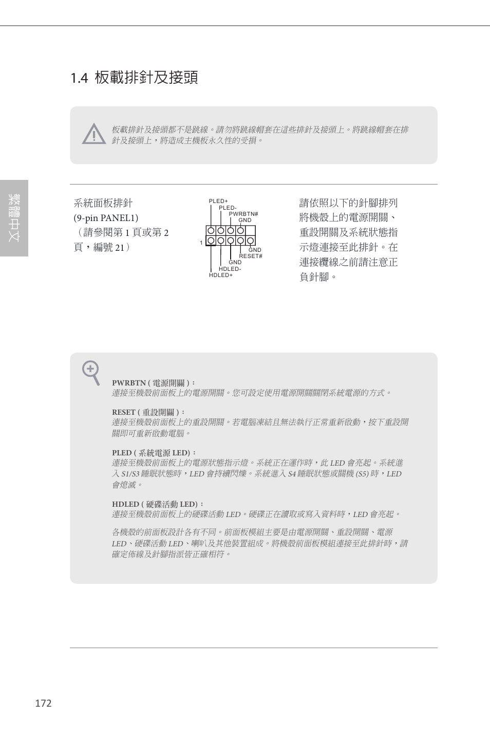 4 板載排針及接頭, 繁體中文 | ASRock Z87 Extreme6 User Manual | Page 174 / 196