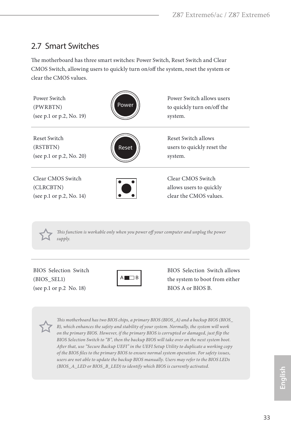 7 smart switches | ASRock Z87 Extreme6 User Manual | Page 35 / 196