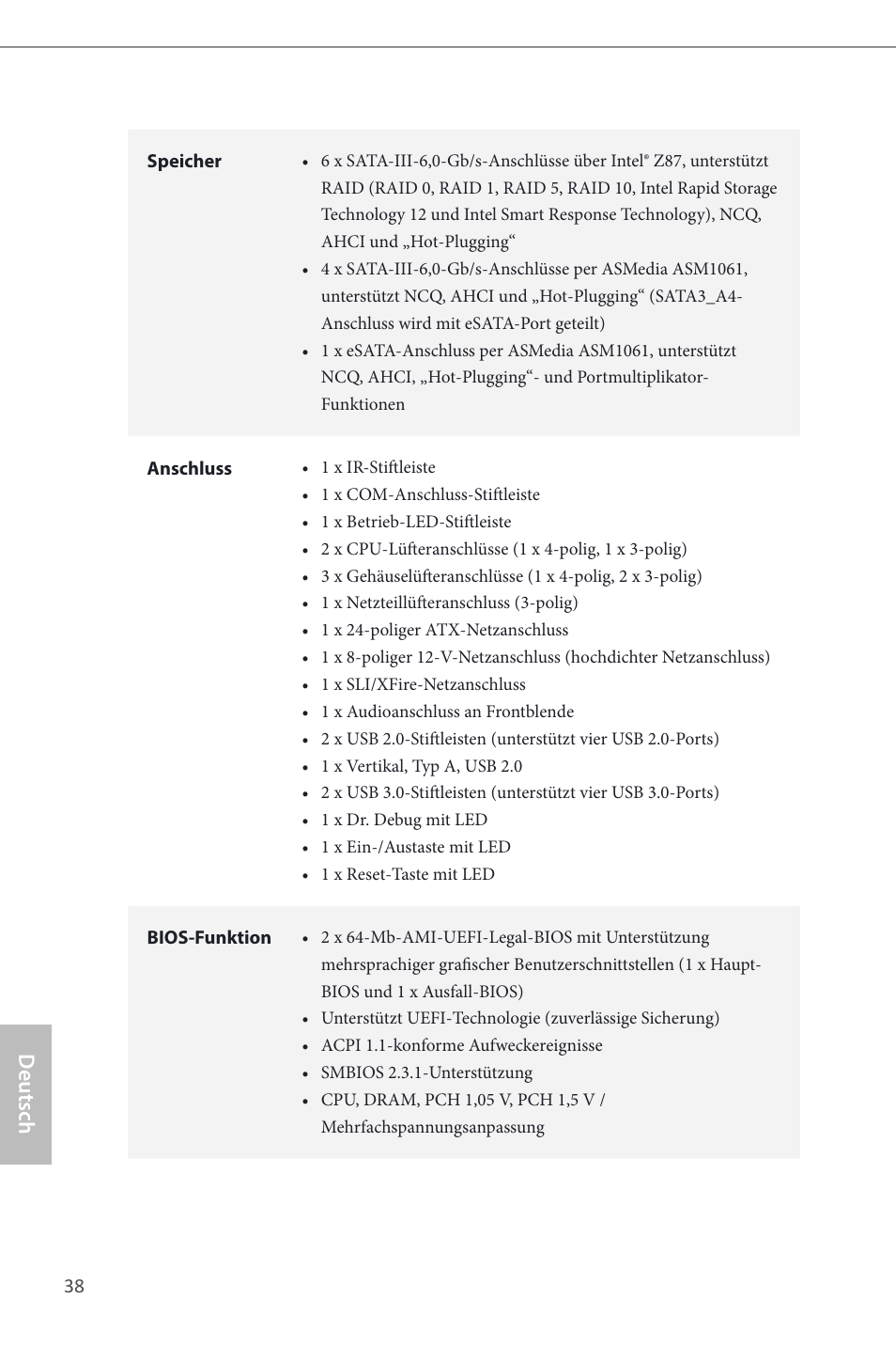 Deutsch | ASRock Z87 Extreme6 User Manual | Page 40 / 196