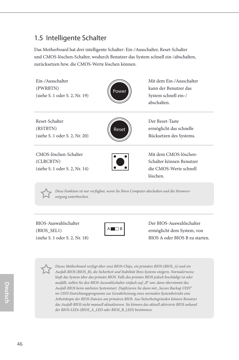 5 intelligente schalter, Deutsch | ASRock Z87 Extreme6 User Manual | Page 48 / 196