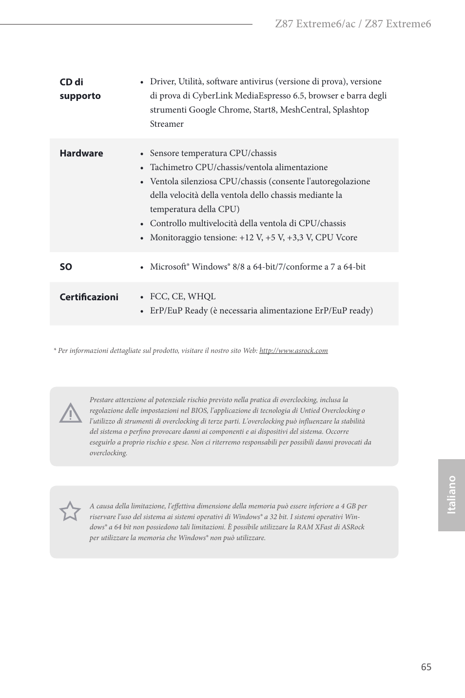 Italiano | ASRock Z87 Extreme6 User Manual | Page 67 / 196