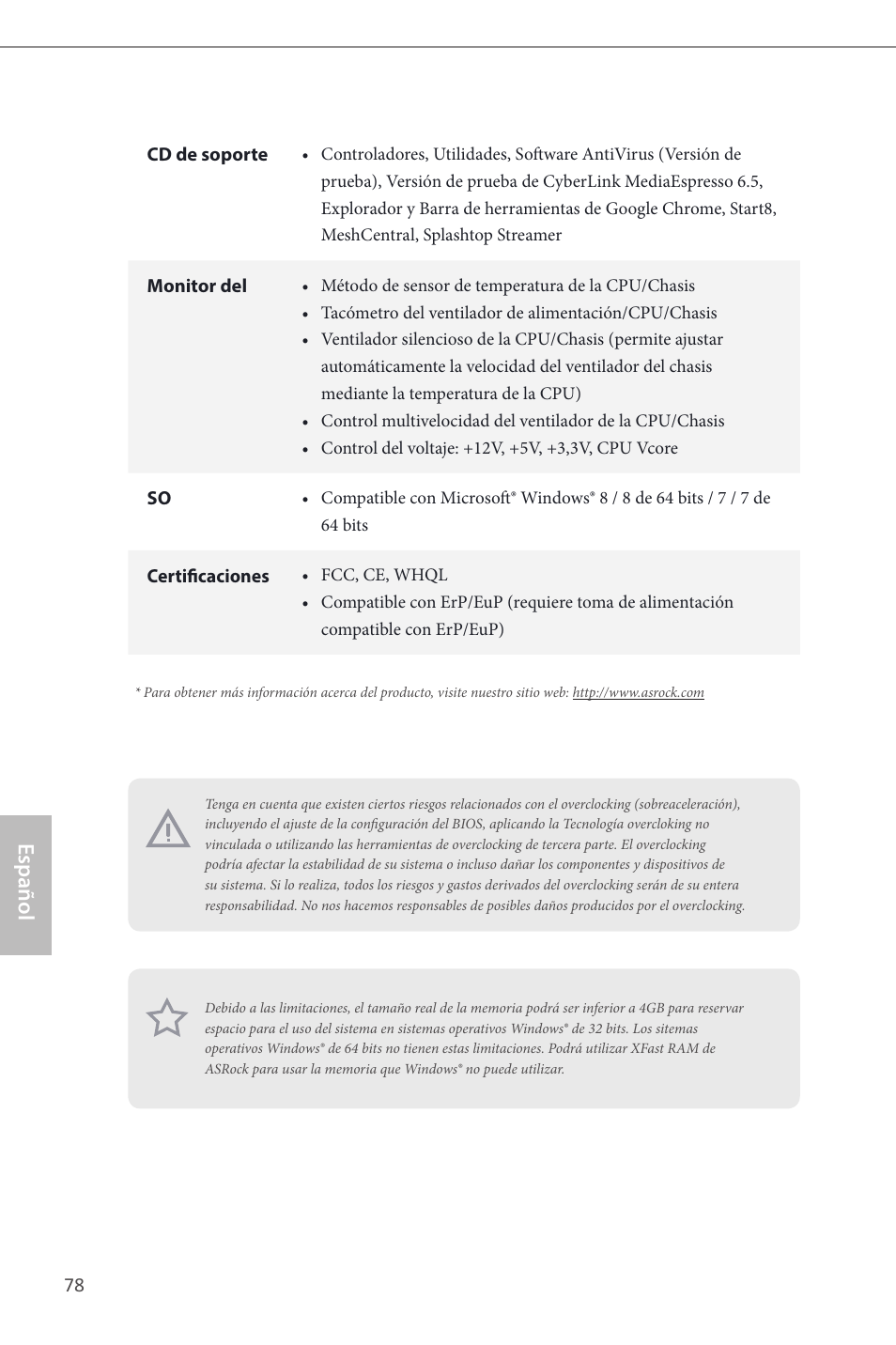 Español | ASRock Z87 Extreme6 User Manual | Page 80 / 196