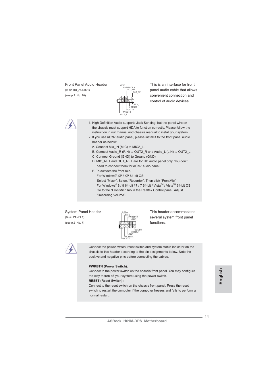 English | ASRock H61M-DPS User Manual | Page 11 / 51