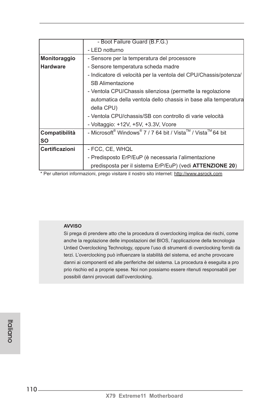 Italiano | ASRock X79 Extreme11 User Manual | Page 110 / 270