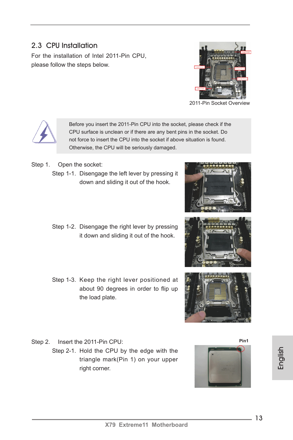 3 cpu installation, English | ASRock X79 Extreme11 User Manual | Page 13 / 270