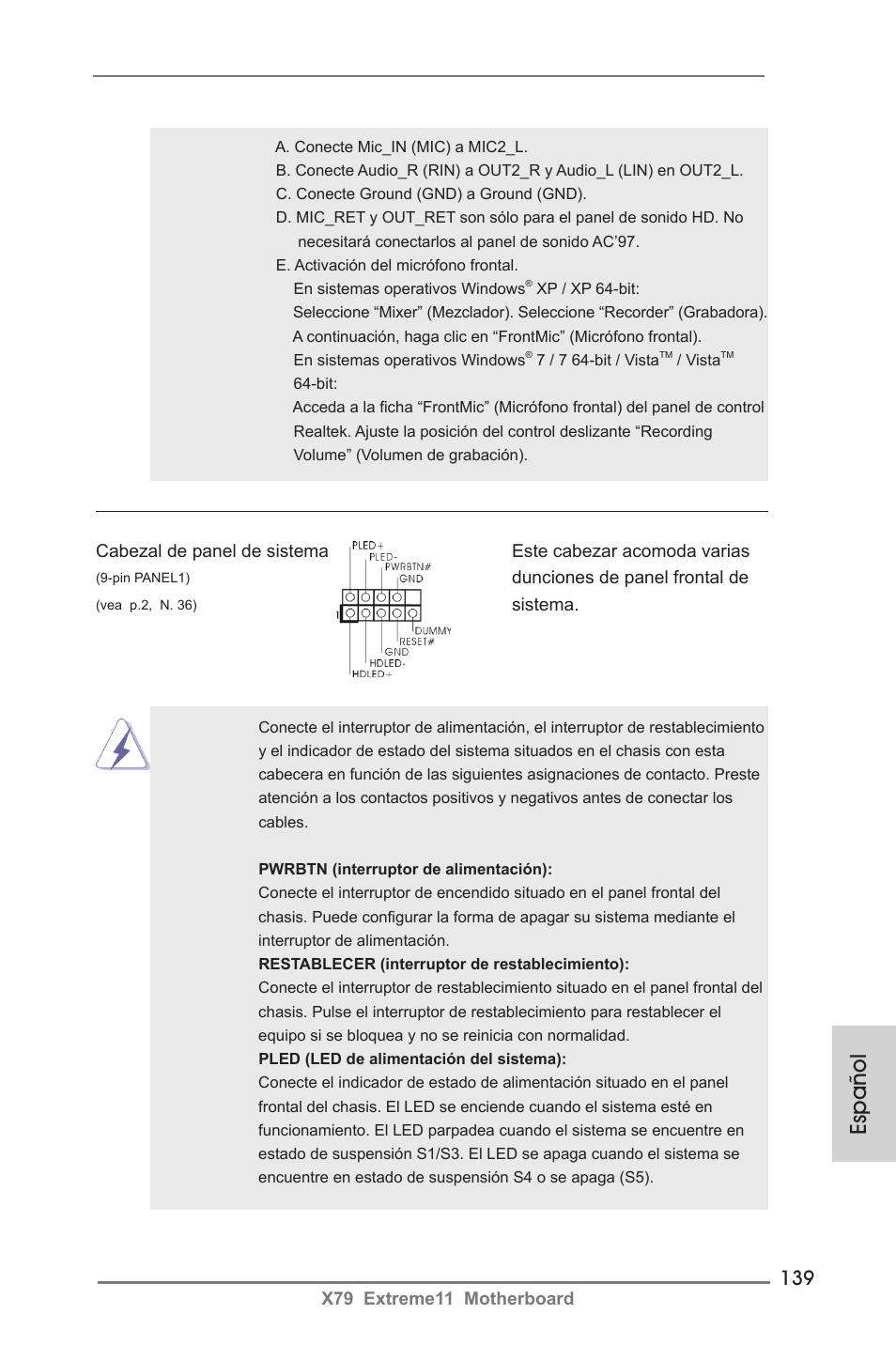 Español | ASRock X79 Extreme11 User Manual | Page 139 / 270