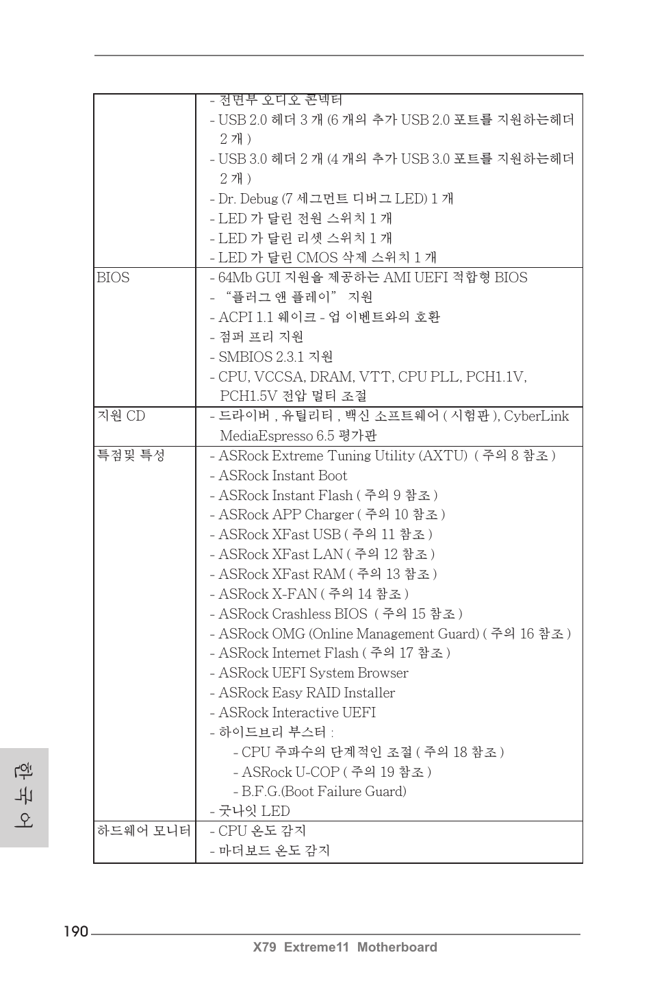 한 국 어 | ASRock X79 Extreme11 User Manual | Page 190 / 270