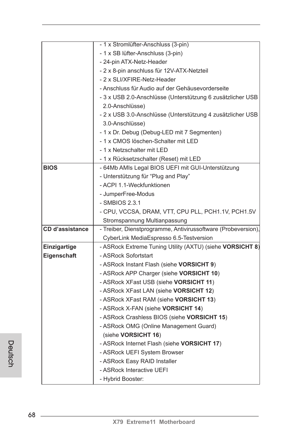 Deutsch | ASRock X79 Extreme11 User Manual | Page 68 / 270