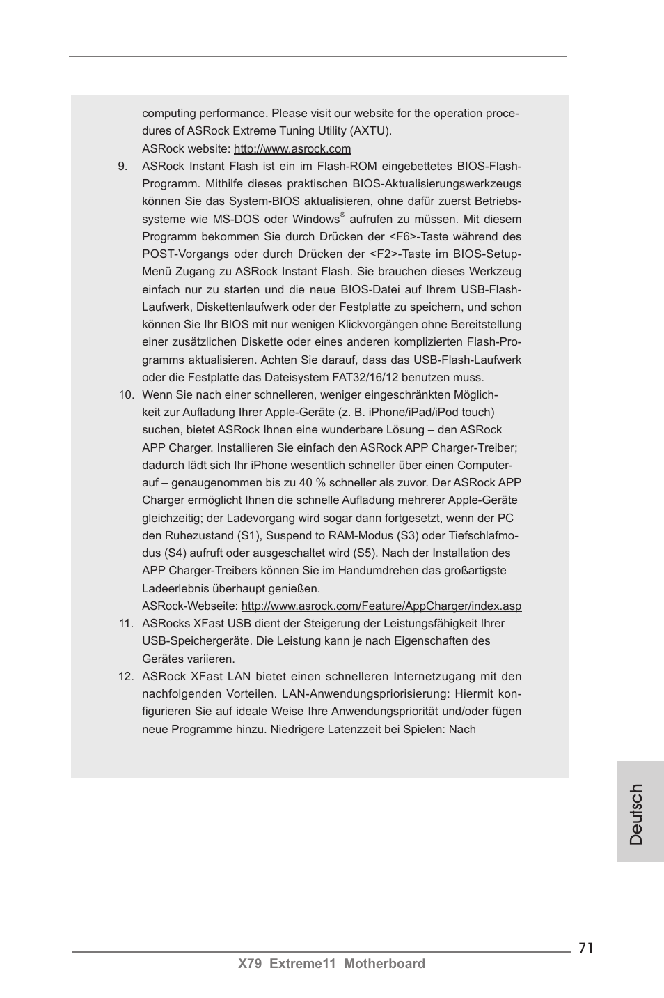 Deutsch | ASRock X79 Extreme11 User Manual | Page 71 / 270