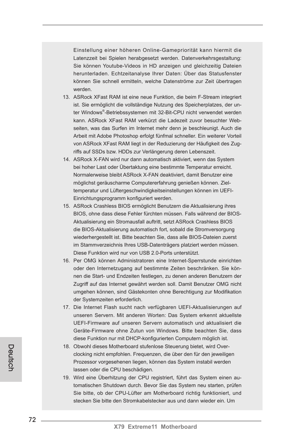 Deutsch | ASRock X79 Extreme11 User Manual | Page 72 / 270