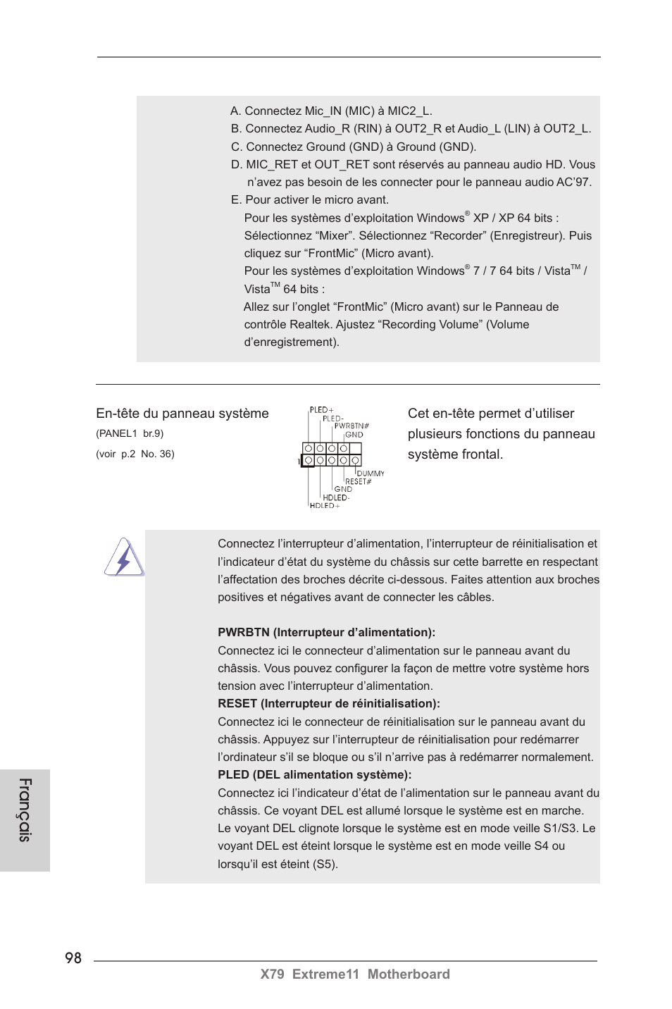 Français | ASRock X79 Extreme11 User Manual | Page 98 / 270