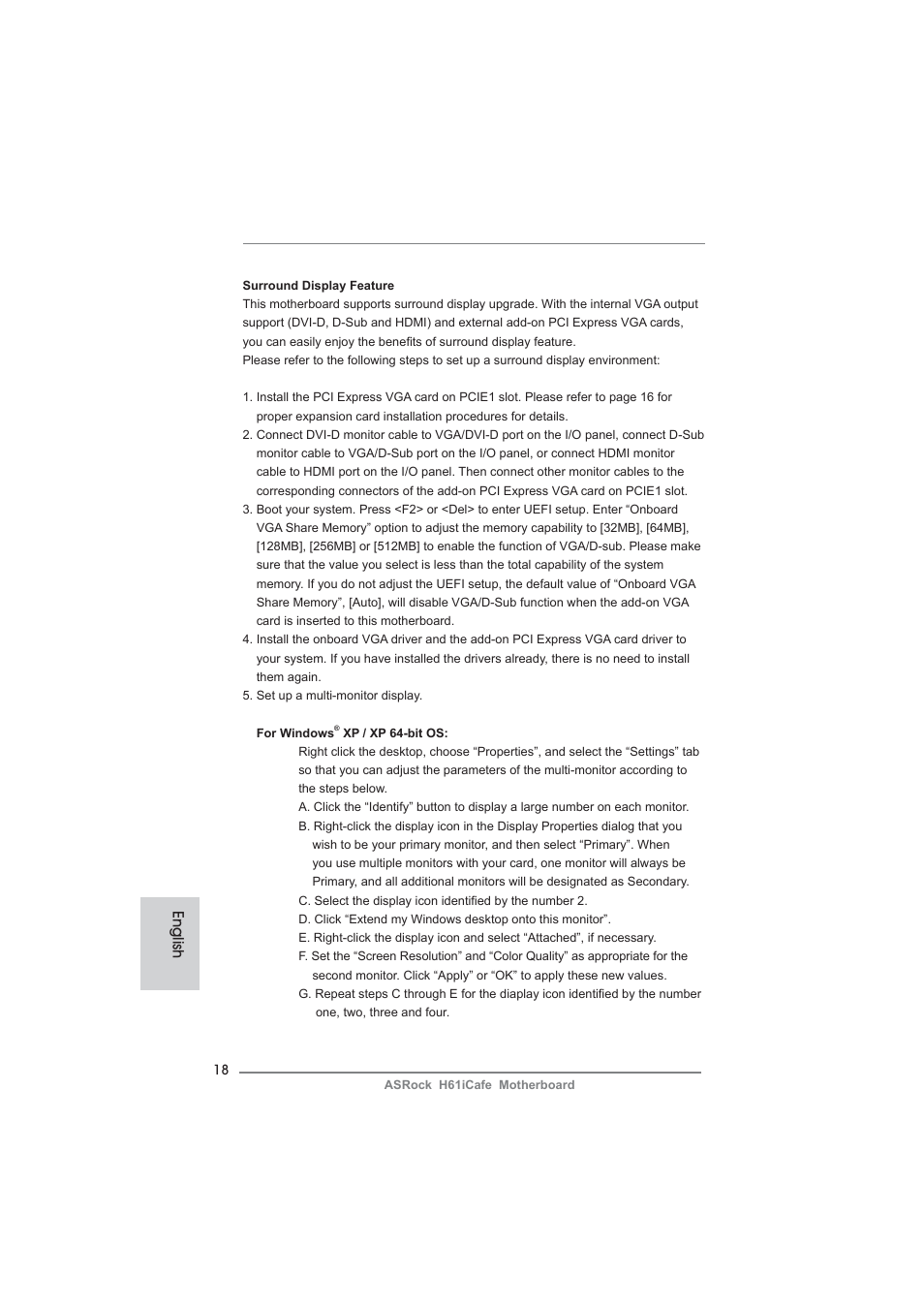 English | ASRock H61iCafe User Manual | Page 18 / 158