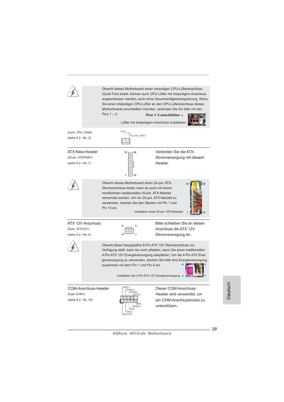 Deutsch | ASRock H61iCafe User Manual | Page 39 / 158