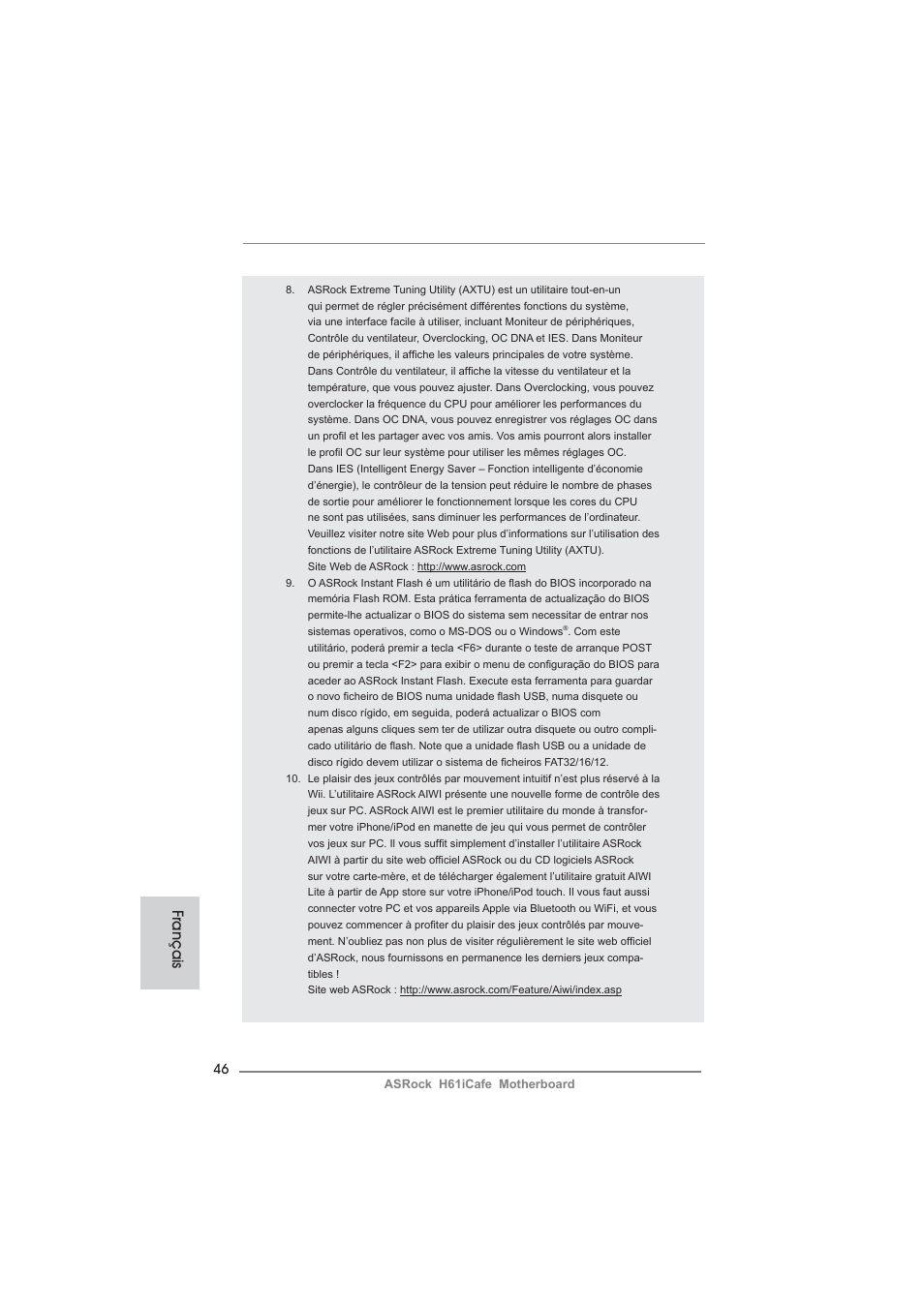 Français | ASRock H61iCafe User Manual | Page 46 / 158