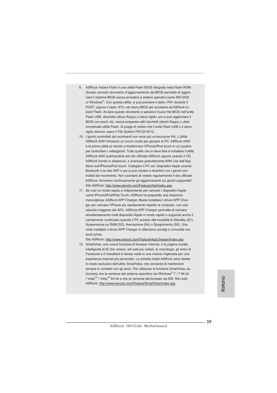 Italiano | ASRock H61iCafe User Manual | Page 59 / 158