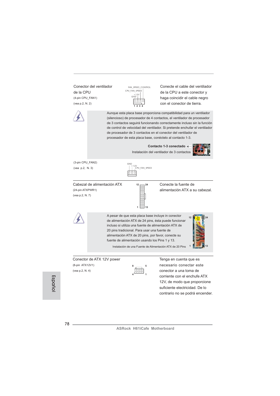 Español | ASRock H61iCafe User Manual | Page 78 / 158