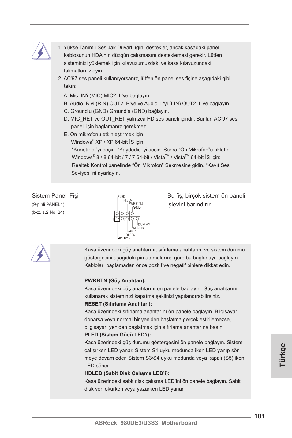 Türkçe | ASRock 980DE3__U3S3 User Manual | Page 101 / 151