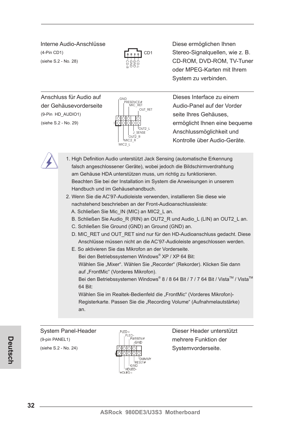 Deutsch | ASRock 980DE3__U3S3 User Manual | Page 32 / 151